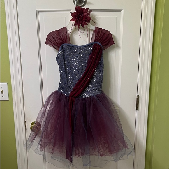 Sparkling Burgundy, Purple, Blue Dance Ballerina Costume Lightweight Recitals - Picture 1 of 10